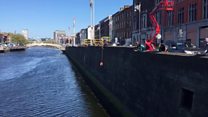 Lifebuoy thrown to cat in Dublin river