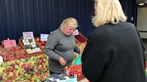 Fruit stall sets up outside hospital