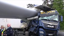 Wind turbine crash on motorway