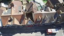 Drone footage of roof collapse