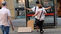 Blindfolded man offers hugs after attack