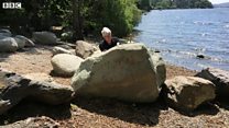 Sculptor crates trail on the shore