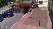 Moment an underground water pipe explodes