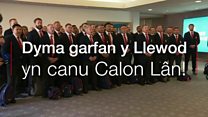 Y Llewod yn canu Calon Lân