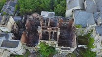 Aerial images of hospital fire damage