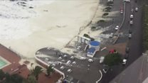 Cape Town storm waves cover car park
