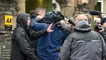 Media fight outside polling station