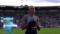Athlete's wig falls off during long jump