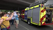 Community claps for firefighters