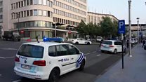 Police arrive at Brussels train station