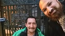 Sandal-wearing diner gets shoes from homeless man