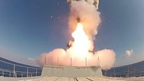 Russian warships launch missiles at IS