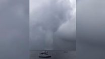 Storm whips up waterspout