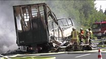 Firefighters at Germany bus crash scene