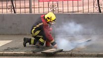 Electrical fire under pavement in Sparkbrook