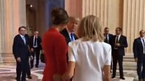 Trump praises Macron's wife's 'good shape'