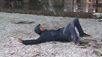 Rare snowfall covers Santiago