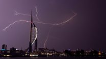 Phone footage shows lightning storms