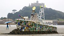 30ft warship made of plastic bottles