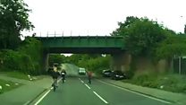 Cyclist 'playing chicken' with car