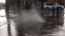 Lucky escape after manhole cover blows