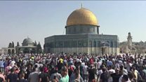 Palestinians return to holy site for prayers