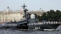 Russia displays warships in Navy Day parade