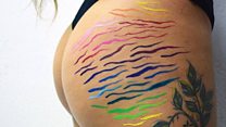 Artist turns stretch marks into art