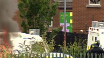 Cars set on fire during trouble in Belfast