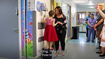 Eliana gets to ring the bell as she leaves hospital