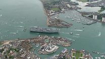 The moment HMS Queen Elizabeth arrives in Portsmouth