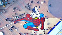 Spider-man swings onto Bournemouth seafront
