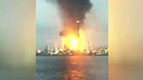 Huge blaze at major oil plant
