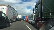 Footage of M6 traffic jam after crash
