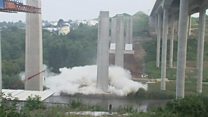 Massive bridge pillars felled - eventually