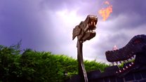 The fire-breathing dragons living in a garden