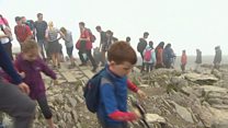 Nifer ymwelwyr yn pwyso ar yr Wyddfa