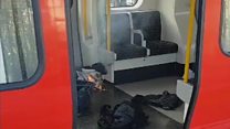 Footage shows burning bag on Tube