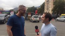Owain Llyr ac Iwan Roberts yn Tbilisi