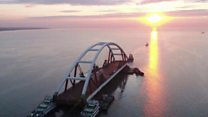 Motorway arch towed out for Crimean bridge