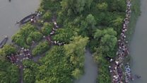 Drone shows thousands of Rohingyas fleeing