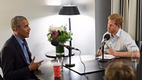 Harry's jokey warm-up for Obama interview