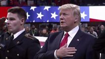 Did Trump forget the words to US anthem?