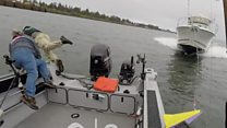 Fishermen escape crash by split-second