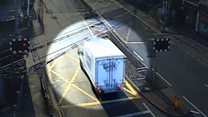 CCTV of railway barrier crash