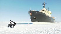 Extreme piano on frozen Baltic Sea