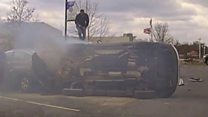 'Heroes' save trapped man from burning car