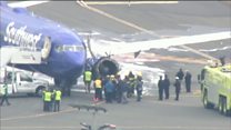 Video shows exploded plane engine
