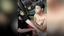 Police body slam woman in cutlery fee row