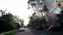 New Jersey police rescue man from burning car